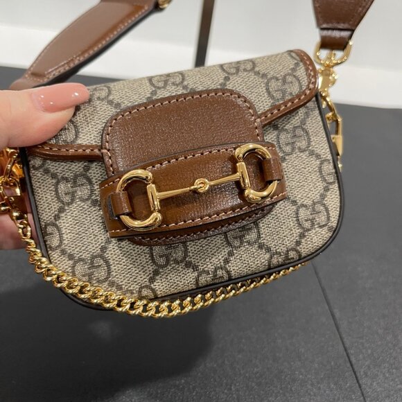 Gucci GG Supreme Horsebit 1955 Mini Bag with Strap (JB1097) - Picture 4 of 8